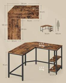 VASAGLE Desks & Workstations - màu nâu - Xem 7