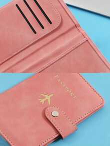 Doka PU Passport Holder - Snap Closure, Faux Leather Lining, Airplane Pattern Passport Cover, Minimalist Travel Accessory - Convenient For Storing Documents And Travel Supplies, Holiday Supplies, Travel Organizer, Travel Wallet, Passport Holder, Passport Wallet, Beach Holiday Bag, Summer Holiday, Back To School Supplies