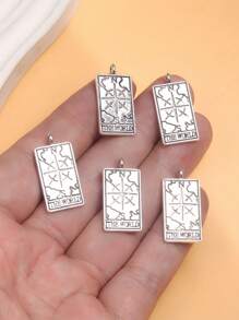 5pcs Vintage Tarot Card Charms, Alloy Pendants For DIY Necklace Bracelet Jewelry Making, M842