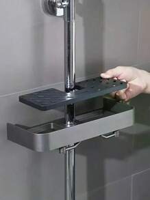 Shower Rack Storage Rack Household Bathroom Lifting Bracket Non-Punching Toilet Shower Rod Tray Storage Bathroom Accessories