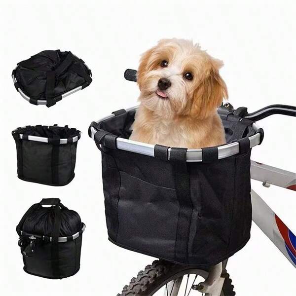Cesta desmontable para bicicleta de montaña, bolsa de almacenamiento de lona impermeable y plegable, portador desmontable para mascotas, bolsa desmontable para bicicleta de picnic, adecuada para ir al trabajo, compras, camping, carga máxima: 5 kg