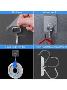 10pcs Heavy Duty Stainless Steel Adhesive Hooks - Large, Rust-Resistant & Water-Proof For Towels, Coats, Robes - Perfect Space-Saving Wardrobe, Bathroom & Dormitory Accessories