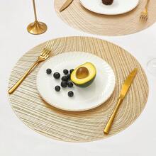 1/4/6/8pcs Oval Foil Coasters - Heat Insulation, Non-Slip, All Season Use, Easy To Clean, Suitable For Hotel, Restaurant, Western Dining Decor, Thermal Insulation Mat, Multipurpose Coaster, Enhance Dining Table Aesthetics, Practical & Fashionable! - PP Round Placemat - View 1