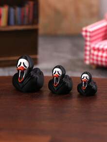 1PC Halloween Mini Screaming Duck, Ghost Duck Model, Dollhouse Accessories, Mini Decorations, Birthday Surprises, Garden Scene Decor, Pranks, Funny Horror Resin Ducks For Halloween