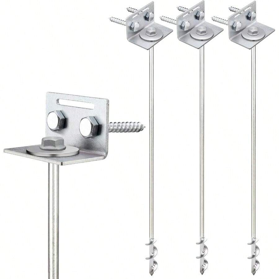 Ground Anchors Screw In 24 Set Of 46 8 With Brackets And Drill Bit Earth Anchors Mobile Home Anchors Storage Shed Anchor Kit Swing Set Anchors For Metal Swing Set Playset Anchors Ties - 4X24" - View 1