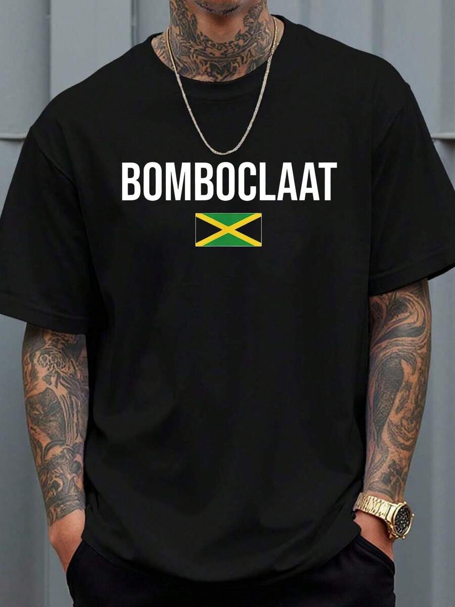 Men Cotton T Shirt Bomboclaat Damn Jamaican Patois Jamaica T-Shirt Cotton Graphic Tee For Women, Round Neck Short Sleeve Casual Tops Graphic Tee Round Neck Short Sleeve 100% Cotton T Shirt Men - màu đen - Xem 1