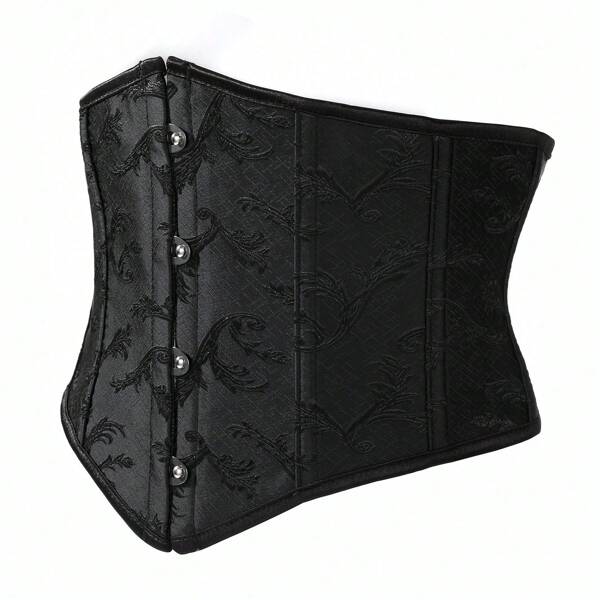 1 pieza Parte superior tipo corpiño corta y ajustada para mujer, top de corsé casual ajustado en negro adecuado para uso diario y Halloween