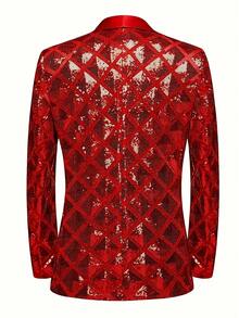 JNYXJNYX Men's Party Jacket, Suit Jacket, Checkered Pattern Design, Suitable For Husbands To Attend Parties And Gatherings,Halloween, Dress Up - Red - View 4