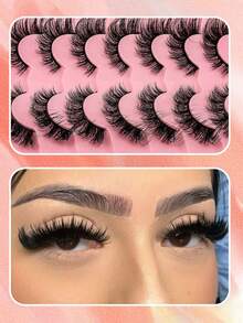 7 Pairs Of Fluffy False Eyelashes Natural Flowing Eyelashes Airy Feeling Faux Mink Eyelashes Thick And Soft Curled Eyelashes Suitable For Beginners