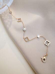 1P‌ Floral Engraved 18K Gold Plated Stainless Steel Chain Bracelet,Suitable For Sending Wives, Girlfriends, And Best Friends