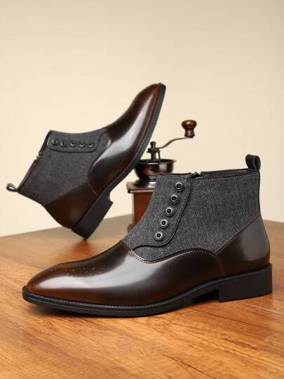 زوج من بوت تشيلسي العليا الرجالية، صناعة يدوية بطراز بريطاني أنيق، بوت كاجوال جديدة بنعل ناعم (قياس أكبر)