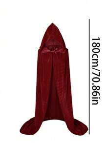 1 pieza Capa con capucha unisex de tela de terciopelo para actuaciones y fiestas, ideal para varios festivales, disfraces de Halloween, diablo, vampiro, disfraz, accesorios para disfraces de festivales