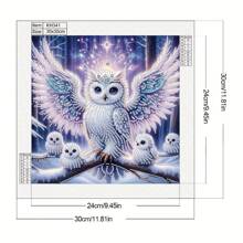 5D Special Shape Crystal Diamond DIY Diamond Painting Kit - Snowy Forest Owl Family Partial Drill Mosaic Art Canvas, Suitable For Frameless Wall Decor