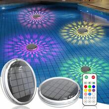 Solar Rechargeable Floating Pool Lights(1/2 Pack), Pool Lights That Float With Remote Control, 9 Lighting, Timing Mode, IPX7 Waterproof For Inground Pool, Bathroom, Bathtub, Pool Party - 彩色 - 查看 3