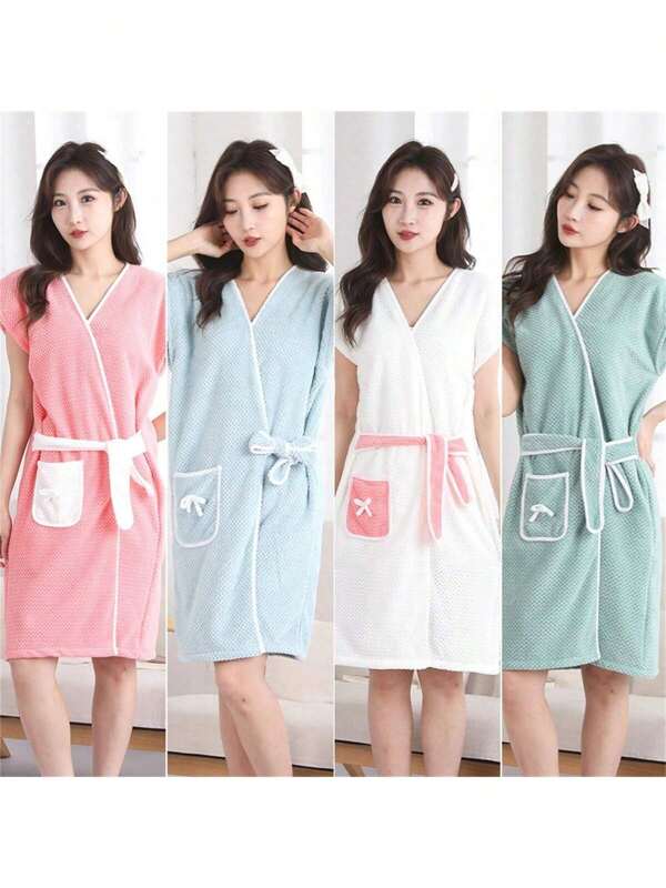 1pc Coral Velvet, Ladies Bath Skirt, Soft Absorbent And Wear-Resistant Bath Skirt, Lovely Ladies Bath Skirt, Simple Ordinary Bath Skirt, Bathroom Supplies, Bathroom Accessories