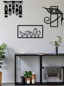 1PC Anti-Rust Iron Sheet Cut Metal Wall Art Egyptian Eye Of Horus Amulet Geometric Line Decor Home Decor For Halloween & Christmas
