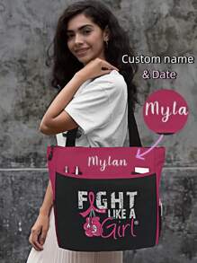 Customizable Name Embroidery Oxford Cloth Tote Bag, Shopping Bag, Document Bag, Handbag, Nurse Bag, Large Capacity, Minimalist Design