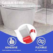 Moldura flexible de cuatro lados, autoadhesiva, moldura de esquina, moldura de goma impermeable de cuatro lados, adecuada para usar en pisos, baños y encimeras (0.7" An x 0.86" Al x 158" L, Blanco) - Blanco - Ver 6