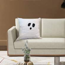 Funda de almohada de Halloween con bordado de fantasmas, funda de cojín suave, protector de almohada para decoración de sofá del hogar. - transparente - Ver 4