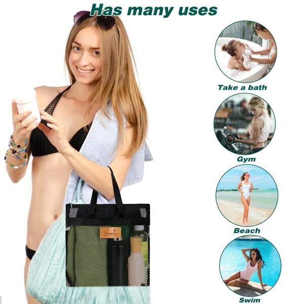 1pc New Mesh Shower Box Portable Hanging Toilet And Bathroom Organizer With Zipper, Ideal For Traveling, Fitness, Camping, College Dormitory, Beach.
