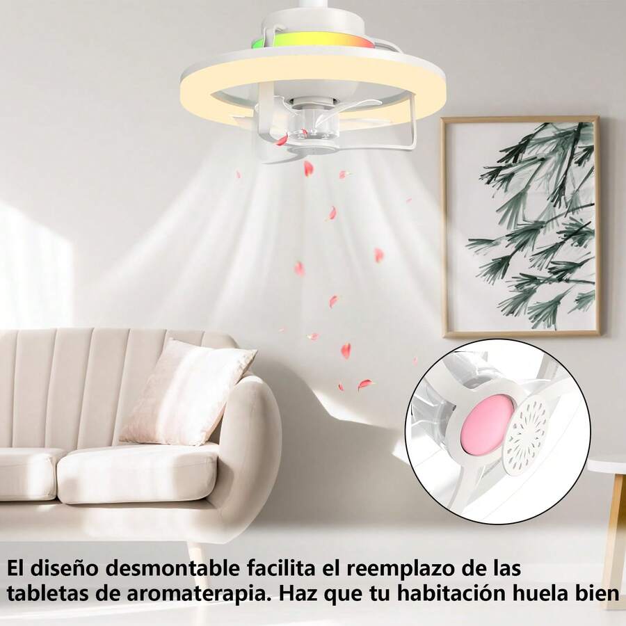 Ventiladores de Techo con Luces y Fragancia, Ventilador de Rotación de 360°,  Luminosidad Regulable y Múltiples Modos de Colores RGB, 3 Velocidad de Viento y Función de Apagado Temporizado.