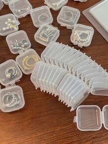 1pc Plastic Clear Small Box Mini Square Earbuds With Lid Jewelry Earrings Storage Earrings Storage Earrings Storage Earrings Storage Ear Stud Box Parts Box Plastic Clear Small Square Box Jewelry Box Earbuds Small Box Jewelry Small Box Jewelry Mini Storage Box Can Set LOGO