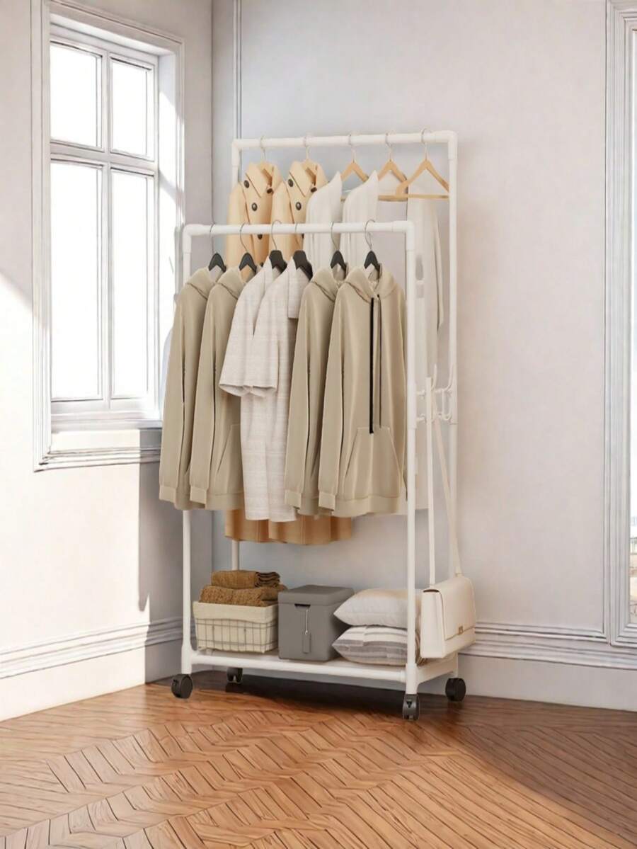 1pc Simple Floor-Standing Clothes Drying Rack, Bedroom Hanging Coat Rack For Dormitory And Home Use - Multicolor - View 1