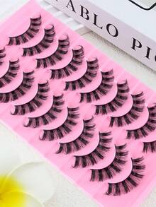 全新 10 对 Manga 假睫毛 仿貂皮睫毛 自然浓密假睫毛 旅行必备化妆工具