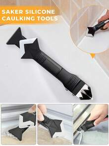 Grout Pen & 3-In-1 Silicone Caulking Tool, Sealant Finishing Tool Grout Remove Scraper & Waterproof Grout Pen For Bathroom Kitchen Floor Window Sink Joint Frames Seal, Ideal For Sealing, Cleaning, And Scraping Glue, Handle For Easy Use, Caulking Tool, Ergonomic Handle