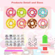 8 件套甜甜圈钻石画杯垫套装 - 用复杂的钻石圆点艺术和方便的支架打造闪亮的 DIY 饮料杯垫，适合成人和初学者