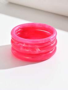 Set de 4 piezas de pulseras de mujer de estilo vintage hechas de resina acrílica, aptas para uso diario (color y patrón aleatorios) - Rosa roja 804 - Ver 41
