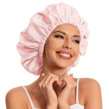 Gorro de ducha reutilizable y ajustable de doble capa impermeable, grande para todo tipo de cabello, para el spa y el baño de niñas, suave para el cabello largo de las mujeres