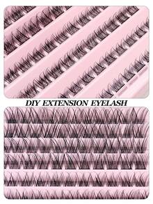 Asiteo 110根自然柔软蓬松单根假睫毛，仿貂毛睫毛，可在家DIY美睫 - 黑色 - 查看 3