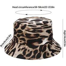 Reversible Bucket Hat For Women, Cute Beach Fisherman Style - Leopard - View 10