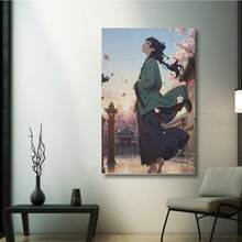 Framed Toji Fushiguro Canvas Wall Art - Dynamic Anime Poster With Bold Action Scene, Black & White Characters, Perfect For Bedroom, Living Room, Or Office Decor, Dormitory Decoration | Monochrome Artwork | Vibrless Contrast - Framed - View 3