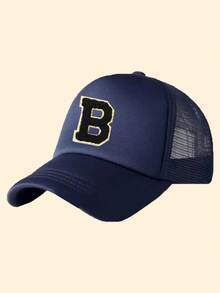 1pc 26 Letter Truck Cap, Fashionable & Versatile Mesh Breathable Sun Hat, Suitable For Daily Wear, Can Be Given As A Gift - Navy Blue - View 6