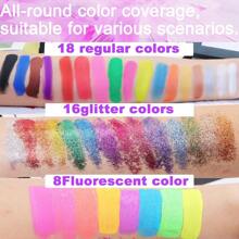 Kit de pintura facial - Set de maquillaje facial para fiestas de cumpleaños, Halloween y Navidad - 42 colores vibrantes, activado por agua, amigable para piel sensible - Pinceles para adultos y niños