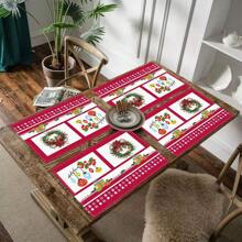 4/6 Stücke Weihnachtsbaum Tischsets, mit roten, weißen und karierten Mustern, robustes Material, geeignet für Küche, Esszimmer, Innen-/Außen Feiertagsdekoration, Thanksgiving und Weihnachten