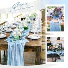 1 件/套 粗棉布桌旗 波西米亚风乡村风纱布粗棉布桌旗 适用于婚礼派对新娘迎婴派对生日招待会宴会仪式餐桌装饰 - 彩色 - 查看 10