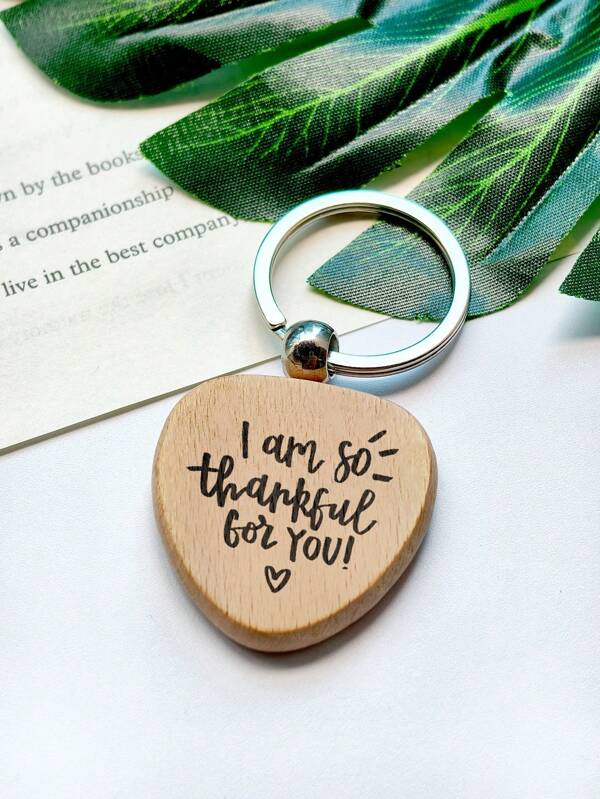 1pc Heart Shaped Wooden Keychain, Expressing Gratitude, Positive Attitude And Good Vibes, Great Gift For Friends, Couples, Car Key Accessories, Bag Charm, Material, Valentines Day Exclusive Car Accessories Backpack For School