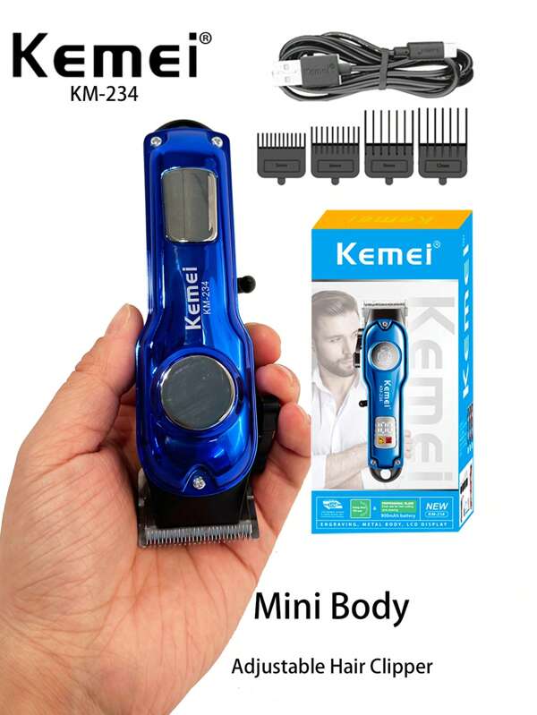 Kemei KM-234 Portable Electric Hair Clipper Cordless Adjustable Haircut Machine For Men Electric Hair Trimmer For Men Home Use Or Barber Use Type-C Fast Charging Gift For Men Father's Day Gift