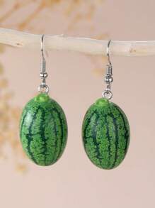 1 Pair Cute Faux Fruit Shaped Earrings, Summer Fun Lemon, Blueberry, Avocado, Watermelon, Strawberry, Orange, Resin Material Earrings