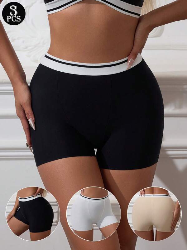 Aofeiqike 3 Pcs Women's Seamless Mid - Rise Boyshorts - Comfort & Tummy Control Invisible Stretch Women's Short Leggings Underwear - All - Day Wear Athletic Women's Compression Short Underwear - For Yoga & Gym