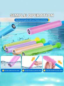 12pcs Water Blaster Foam Blaster Gun, Super Soaker Foaming Blasting With Plastic Handle, Summer Outdoor Swimming Pool, Backyard, Beach Water Fighting , Hawaii Party Supplies - 1/6/12pcs Random Color