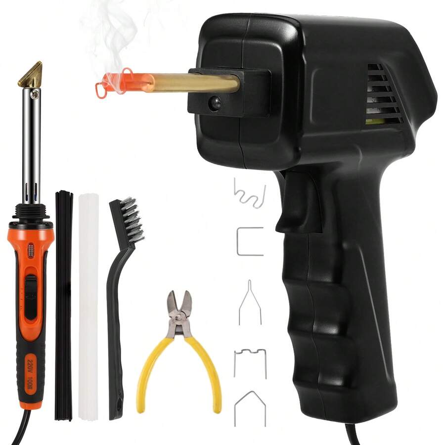 2-In-1 Wireless Plastic Welding Kit – With 40pcs Welding Rods & 500pcs Hot Staples, Repairs Car Bumpers & Plastic Cracks - Black - View 1
