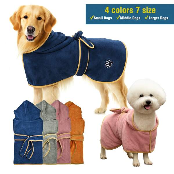 Dog Lover And Dog Mom Love Bathrobe, Cat/Dog Lover Gift And Dog/Cat Mom Love Pet Sleepwear, Absorbent Towel Robe, Hooded, Warm, Paw Print Embroidery, Tie Waist, Super Soft Fabric, Suitable For Small Medium Large Dog Lover And Dog Mom Loves