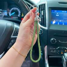 1 pieza Correa de teléfono/llavero/colgante de bolso/cadena de insignia con pedrería brillante y completamente enjoyado de moda, correa de muñeca duradera accesorio de coche, escuela