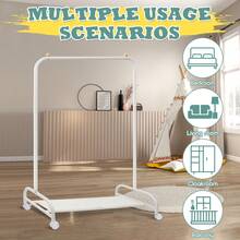 3 IN 1 Clothing Rack, Clothes Racks For Hanging Clothes With Wheels And Bottom Storage Shelf, Small Garment Rack Kids Dress Up Storage Wardrobe For Coats, Skirts, Dance Costume - 白色 - 查看 6