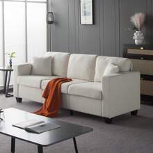 Nivtlpre Modern 86.6" Teddy Fabric Sofa – Ultra-Comfy, Washable & Space-Saving For Living Room, Office & More - Màu be - Xem 9