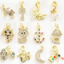 1 件铜合金猫、狗、独角兽吊坠 DIY 配件，可制作手链、项链、耳环、饰物、钥匙扣，适合儿童节、万圣节、情人节、珠宝制作、工艺品 - 彩色 - 查看 11